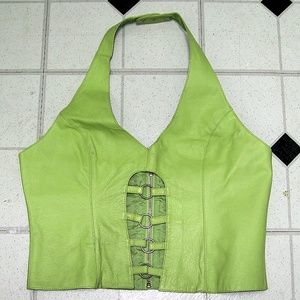 Wilson's green leather halter top XL